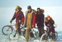 Boys winter biking in 1992